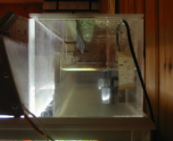 Tvärsnitt på befuktningslåda med foggrar