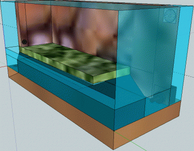 Här vattenpump nere höger. Fläkt uppe höger. Fogger landdel vänster
